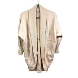 Aritzia Wilfred Womens Diderot Cardigan Open Front Cocoon Ribbed Studded Beige M